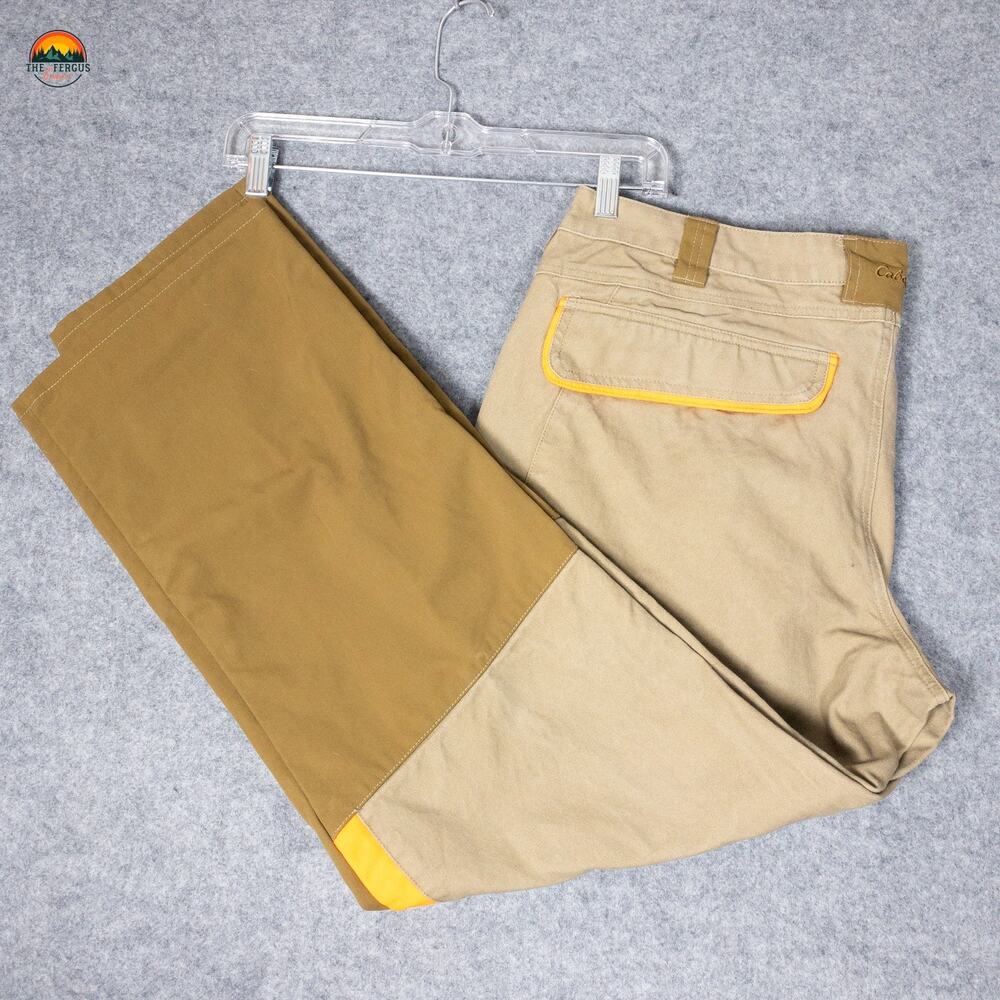 Cabela's Hunting Pants Brown Upland Brush Double Knee Suspender Men's 40
